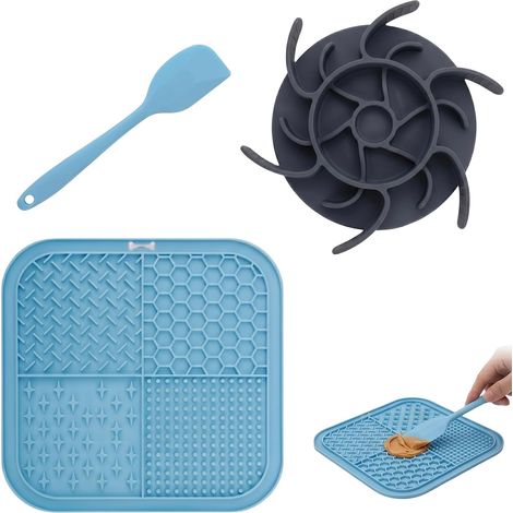 3-in-1 Kit Anti Glutton Dog Cat Licking Mat with Suction Cup and Spatula, Slow Feeding Maple Leaf Design for Healthy Digestion, Anti-Glutton for Medium and Small Dogs (1/5)
