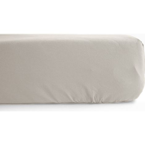 Drap housse percale pur coton peigné longues fibres 80 fils/cm² avec bonnet de 35 cm Vent du sud - Naturel - 80 x 200 cm bonnet de 35 cm - Naturel - (1/2)