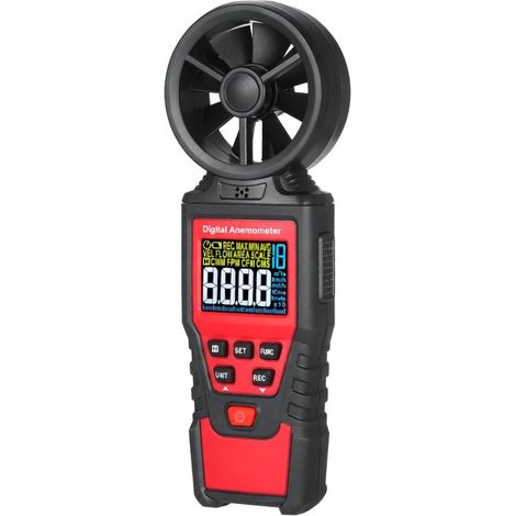 SMART SENSOR ST6816 digitales Anemometer, misst die Windgeschwindigkeit von 0,40 bis 30,00 m/s, hintergrundbeleuchtetes LCD-Display, inklusive Etui.