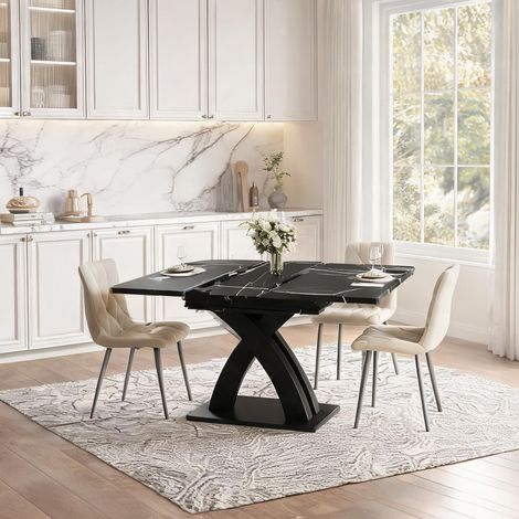 Table de salle à manger en mDF métal 120 x 80 x 75 cm (1/5)