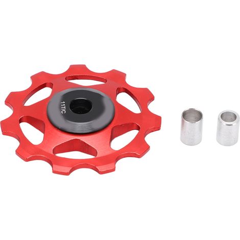 Poulie de dérailleur arrière 11T pour VTT, roue de guidage avec roulements, accessoire de tension rouge (1/5)