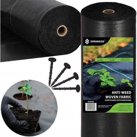 TELO AGRICOLO 90G 0,8x100m NERO TESSUTO AGRICOLO UV SPESSO ANTI-ERBA + PIOLI