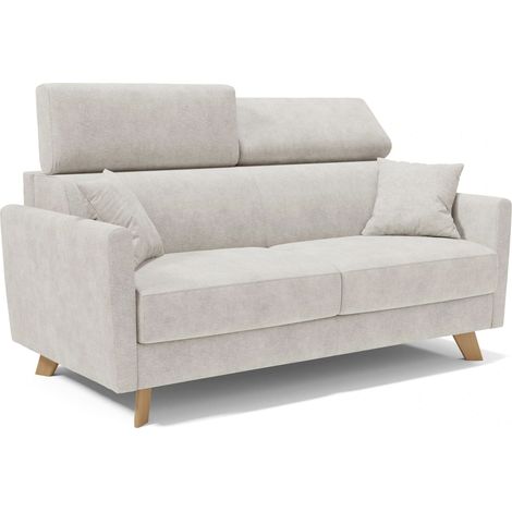 Francy Divano letto matrimoniale con poggiatesta regolabili in tessuto impermeabile e smacchiabile T17 200 cm (mat. 160x197) bianco