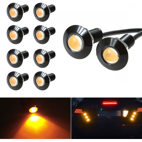 Bombilla LED Eagle Eye de 23 mm, luz de circulación diurna (DRL), ultradelgada, impermeable, carcasa de aluminio negro, intermitente, luz antiniebla, luz trasera, luz de marcha atrás, paquete de 10 (1/5)
