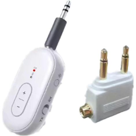 Adaptateur audio sans fil 2 en 1 Bluetooth 5.4 avec micro et entrée auxiliaire 3,5 mm pour avion, compatible TV et PC (He QAQ). (1/5)
