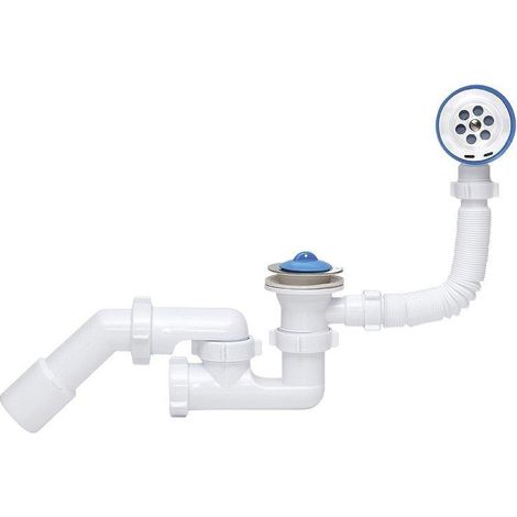 Siphon de baignoire avec crépine et bouchon en métal (1/2)