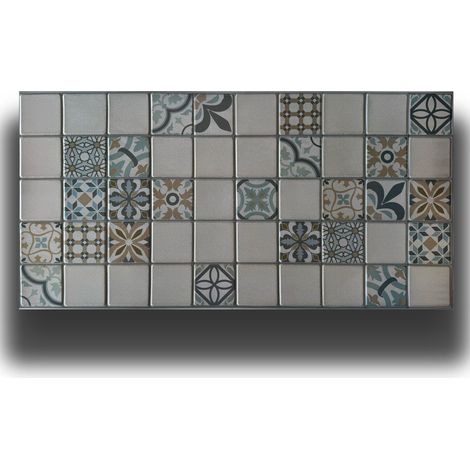 pacchi da 10 o 20 Pannelli 3D Rivestimento a parete in PVC effetto CEMENTINE 96x48cm Realistici, isolanti-Pacco da 20 pannelli 96x48cm (1/2)