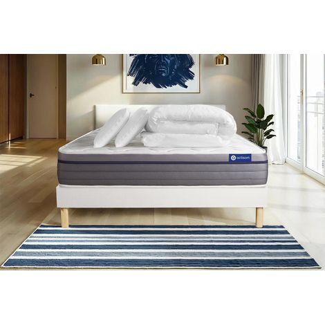 Pacchetto letto completo - Materasso 180x200cm + Box spring con doghe (kit) + 2 cuscini + Piumino - Actiflex Zen (1/5)
