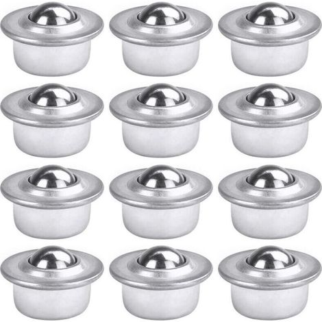 12 PCS Roulettes de Transfert avec Roulement à Billes Universels en Acier au Carbone Galvanisé Unité Roulettes à Billes Montées Charge Lourde pour Emballage Transmission Industrie-DOU