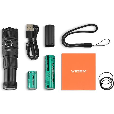 Linterna táctica LED de 10 W con batería de larga duración (93 h), 1500 lm, alcance de 220 m, IP66, VLF-A298 Videx