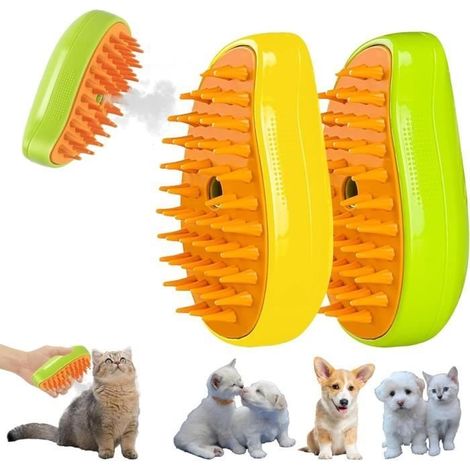 2 Stück Dampfbürste für Katzen, 3-in-1 Dampfbürste für Katzen, Dampfbürste für Hunde und Katzen (1/4)