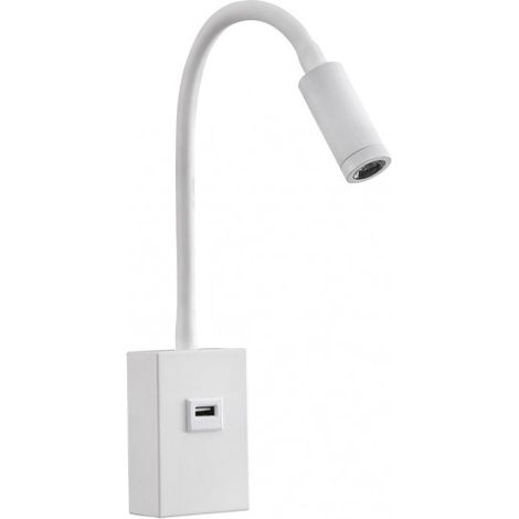 Aplique 3w 4000k Capote Blanco Usb E Interrupt. 43x6x4 Cm 285lm Articulab. Y Orientab.