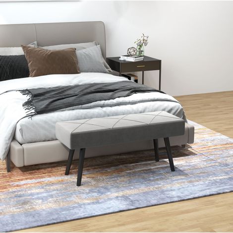 MEUBLIV Panca imbottita 100x36x45 cm grigia - seduta capitonné, senza materasso (1/5)