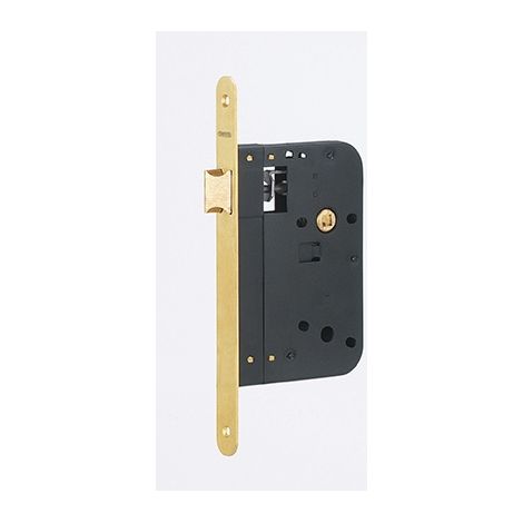 Serratura da incasso con scrocco, asse 70 mm, frontale in ottone satinato – THIRARD (1/5)