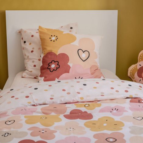 Parure de lit enfant 140x200 coton à fleurs Terre de Nuit