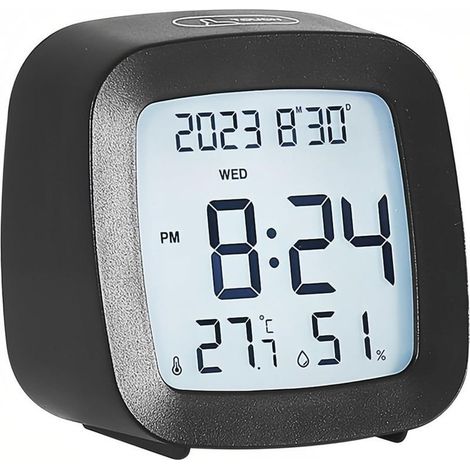 Petit réveil LCD avec bouton tactile, température et humidité, enregistrement max/mixage, calendrier hebdomadaire 12/24 heures, pour la maison, le bureau, les étudiants (1/5)