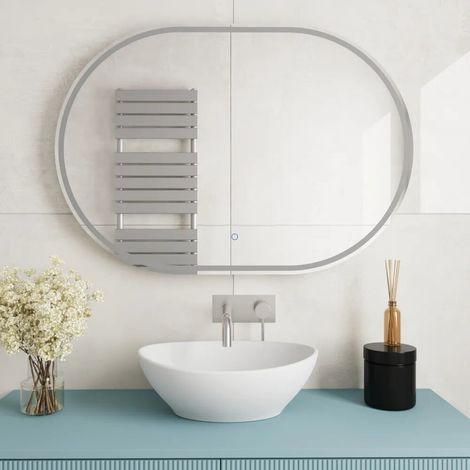 Specchio led ovale 60x80cm luce calda neutra e fredda e funzione anti appannamento Yed (1/4)
