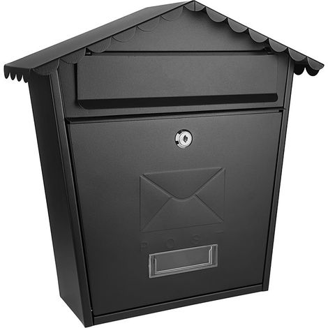 Buzón Acero Galvanizado 37x36x13,5cm Negro Tejado Serie Olena (1/3)