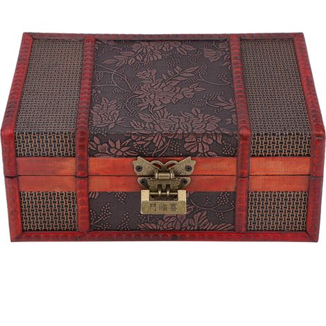 Boîte à bijoux en bois classique avec serrure - Écrin coffret rangement organisateur