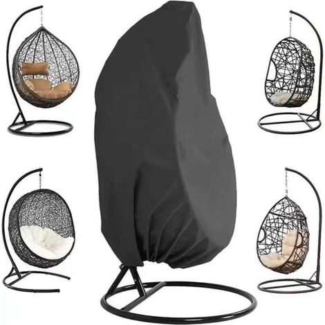 200 x 230 cm Housse de chaise suspendue noire, housse de chaise suspendue imperméable en osier de rotin de jardin, housse de chaise œuf imperméable (1/5)