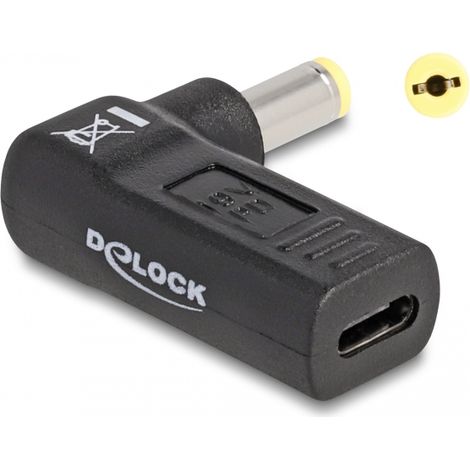 Delock Adaptador para cable de carga de ordenador portÃ¡til USB Type-Câ¢ hembra a Acer 5,5 x 1,7 mm macho en Ã¡ngulo de 90Â°