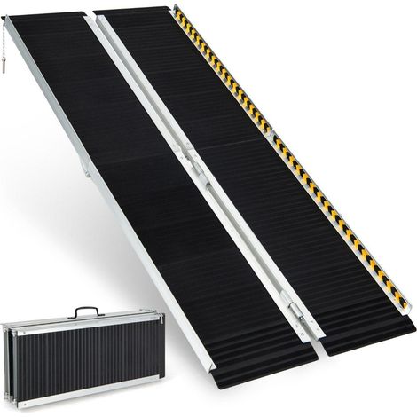183 x 74 cm rollstuhlrampe tragbare anti rutsch klapprampe bis zu 272kg belastbar aluminium (1/5)