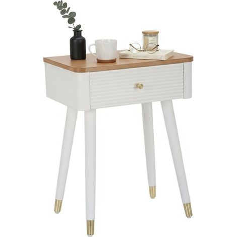 Dmora - Tavolino da salotto Bibbiano, Tavolo basso da caffè, Portariviste per divano, Ripiano da soggiorno, 45x32 h62 cm, Bianco e Marrone