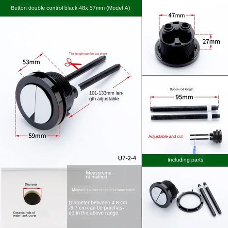 (U7-2-4) Accessoires pour bouton de couvercle de toilette : bouton simple et double rond, interrupteur universel pour couvercle de réservoir de toilette de style ancien (1/5)