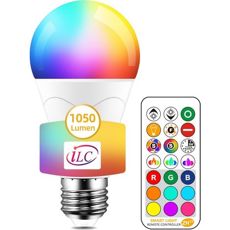 85W Équivalent Ampoule Led Couleur Changement de couleur Dimmable E27 Edison RGBW Télécommande Compris (1/5)