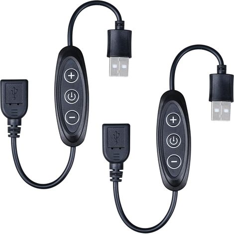 DC 5V USB Dimmer Interrupteur Féminin à Mâle 10 Niveaux de luminosité Pour Bande lumineuse LED Monochrome USB(2 Pièces) (1/5)