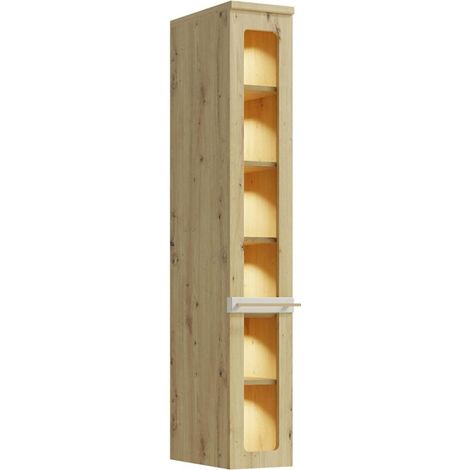 CANDY Vitrine avec LED 6 étages 25x153 cm en bois design moderne épuré Blanc cassé (1/5)