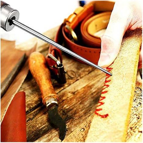 Alènes Cuir 2pcs, Manche Bois, Poinçon Couture, Artisanat Cuir/Bricolage, Outils Durables (1/3)