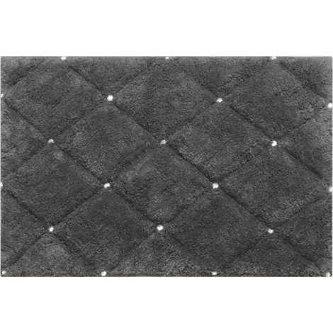 Eleganter, weicher Baumwoll-Badeteppich mit Kristallen, 50 x 70 cm, Stahl