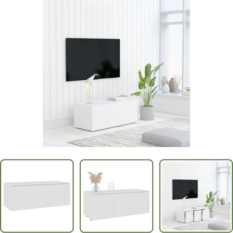 vidaXL Mueble para TV madera contrachapada blanco 80x34x30 cm (1/5)