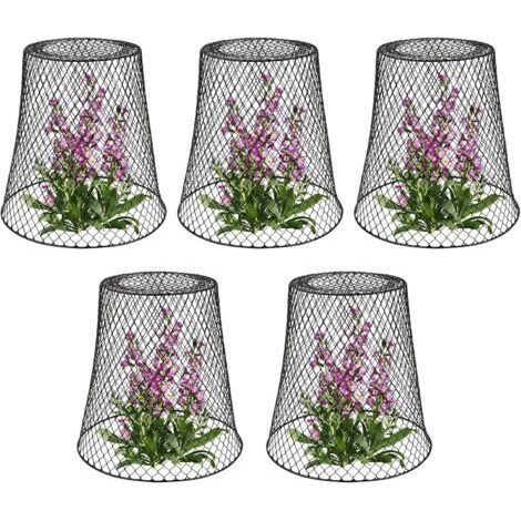 Tuteur pour végétaux, Cloche de protection pour plantes en métal - Lot de 5, Noir