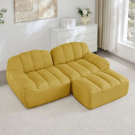 Canapé modulable en L - SOGEU - Canapé modulable forme coquillage - 2 places - Coussins profonds - Livré monté (1/5)
