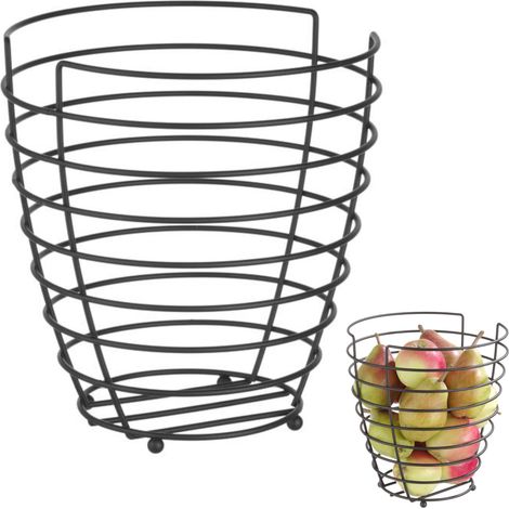 Cestino portafrutta in filo metallico, nero con rivestimento opaco, diametro 230 mm - Hendi 427187 (1/3)