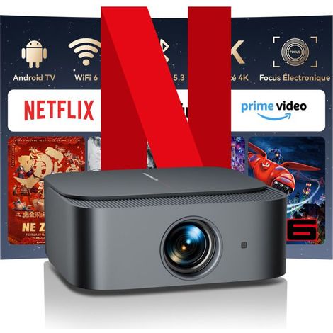 Videoproiettore 4K【Ufficiale Netflix&Focus Elettronica】25000 Lumen 1080P WiFi Bluetooth Proiettore con YouTube/Prime Video