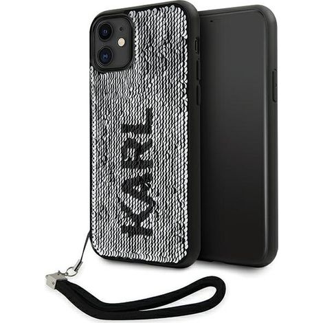 Karl Lagerfeld Paillettenkordel Silberne iPhone 11 Hülle (1/5)