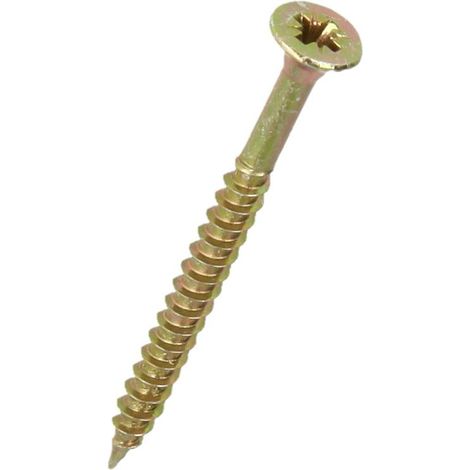 Vis pour panneaux d'aggloméré diamètre 6x90mm cruciforme jaune chromé