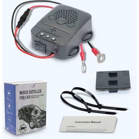 Répulsif Ultrason pour Voiture, Électronique Dissuasion Répulsif Anti-Fouine de Rat avec Lampes Stroboscopiques à Del pour Voiture, Grange, Cuisine, Ensoleillé (1/4)