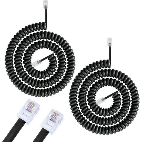 Telefonkabel – 2 m – Spiralkabel – RJ9 – Für Festnetztelefon und Faxgerät – 2 Stück (1/5)