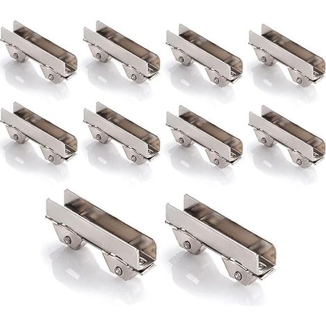 Pinces de roue de porte en verre, 10 pièces pinces de rouleau de porte coulissante en fer pour poulie de fenêtre de vitrine pour porte en verre d'armoire d'exposition épaisseur 8mm, largeur de fente (1/5)