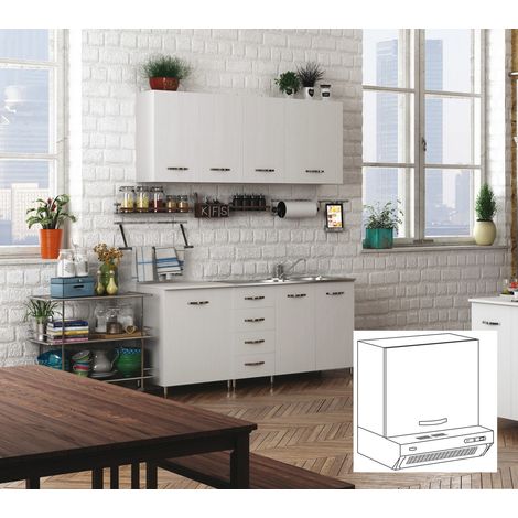 1PZ KIT CUCINA PENSILE 1 ANTA SOPRACAPPA 60X32XH49 CM BIANCO