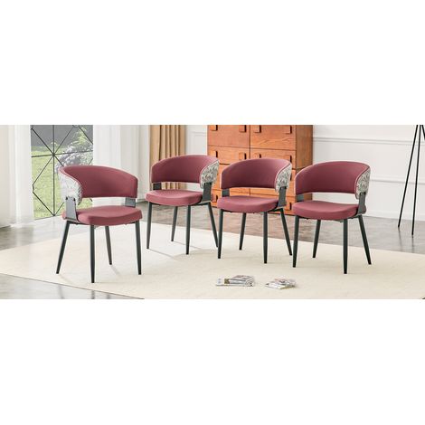 Lot de 2 chaises de salle à manger, assise style rétro, dossier imprimé, pour maison et restaurant (1/5)