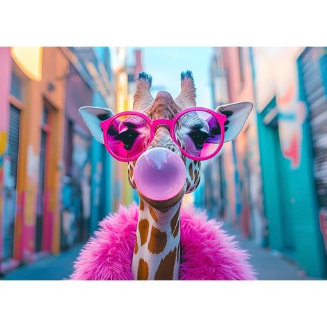 Tableau sur toile girafe pop art 45x65 cm - Impression sur Toile Murale Décorative - Image imprimée en HD sur Toile - Toile sur Châssis en Bois FSC - Fabriqué en France