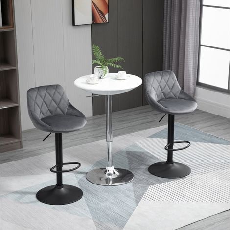 2er-Set Barhocker 61/50/45 cm in Dunkelgrau, höhenverstellbar und drehbar (1/5)