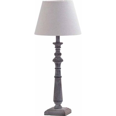 Incia Column Table Lamp - Fabric/Wood - L12 x W12 x H50 cm - Brown