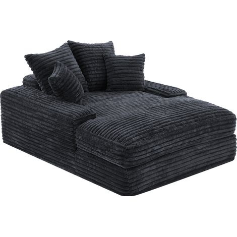 Chaise longue sofá cama de pana gris 137x175x63 cm con 4 cojines desmontables HOMVRA (1/5)