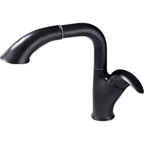 Robinet Monobloc Pivotant et Ascenseur Extractible 60-70cm - Noir (1/2)